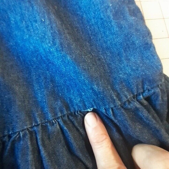 Derek Heart Womens Small Blue Chambray Spaghetti Strap Top Ruffle Peplum - Picture 12 of 12